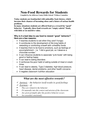 Fillable Online Non-Food Rewards for Students Fax Email Print - pdfFiller