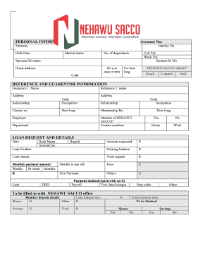Loan application form - Nehawu Sacco