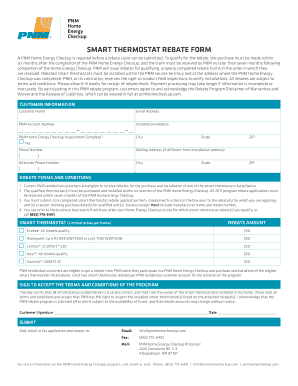 Fillable Online SMART THERMOSTAT REBATE FORM Fax Email Print - pdfFiller