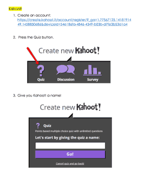 Fillable Online Kahoot 1 Create An Account Https Create