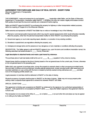 Fillable Online DT1895 - Agreement for Purchase and Sale of Real Estate ...
