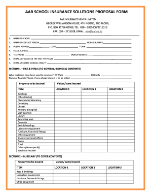 AAR SCHOOL INSURANCE SOLUTIONS PROPOSAL FORM