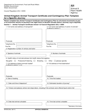 Animal Transport Certificate - Fill and Sign Printable Template Online