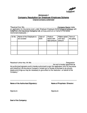 Annexure I Company Resolution for Employer-Employee Scheme
