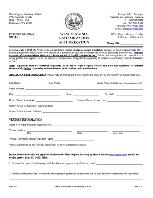 west virginia e-notarization authorization - WV Secretary of State