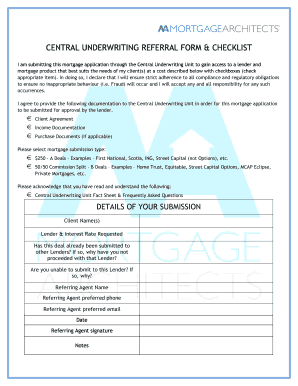 central underwriting referral form &amp; checklist - Mortgage...