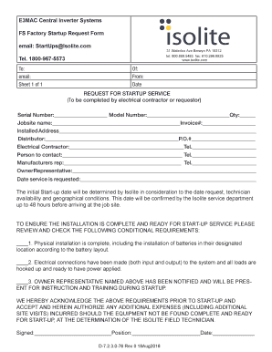 Start-Up Request Form