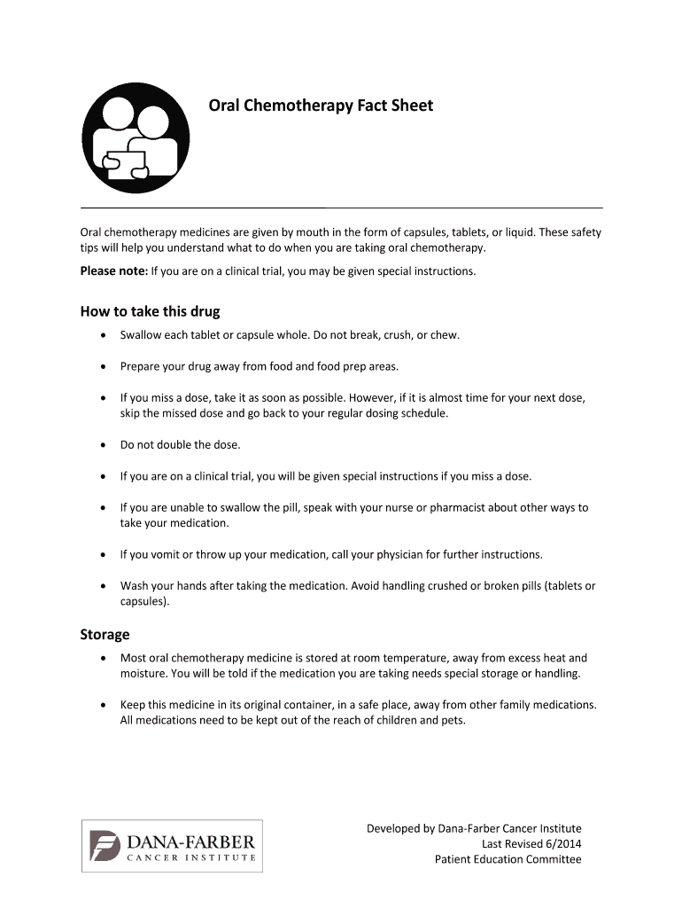 Fillable Online Oral Chemotherapy Fact Sheet Fax Email Print pdfFiller