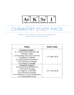 Fillable Online Chemistry Study Pack Aqa Gcse Chemistry Fax Email Print Pdffiller