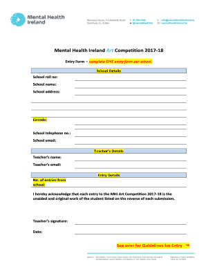 Art Entry Form and Guidelines 2017-2018 - Mental Health Ireland