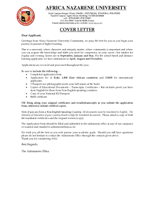 application form - Africa Nazarene University