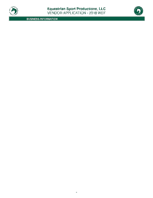 2018 WEF Vendor Application