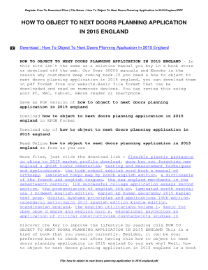 Fillable Online How To Object To Next Doors Planning Application In ...