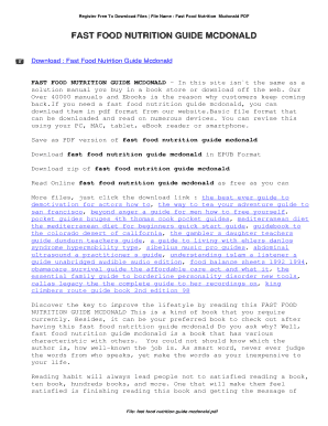 Fillable Online Fast Food Nutrition Guide Mcdonald. Fast Food Nutrition Guide Mcdonald Fax Email ...