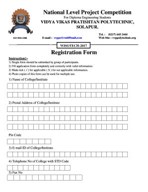 National Level Project Competition Registration Form