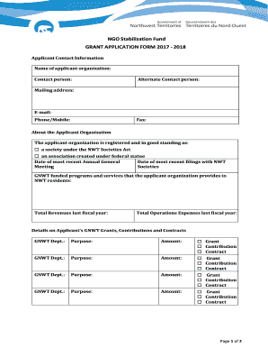 Fillable Online 1 2017-18 NGOSF Application Form Fax Email Print - pdfFiller