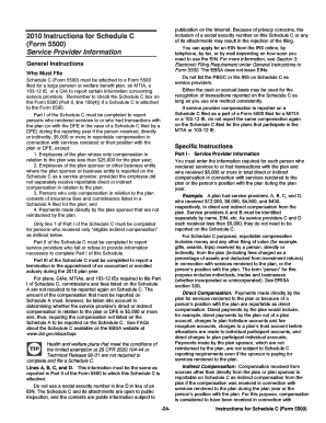 Fillable Online 2010 Instructions for Schedule C (Form 5500) Service ...