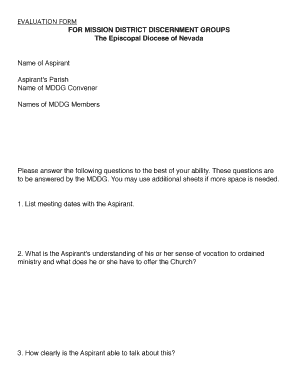 EVALUATION FORM FOR MISSION DISTRICT