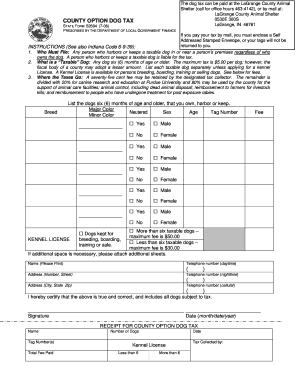 Fillable Online County Option Dog Tax Form final.doc Fax Email Print ...