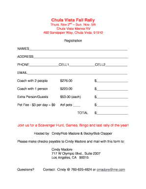 Fillable Online Chula Vista Registration Form Fax Email Print - pdfFiller