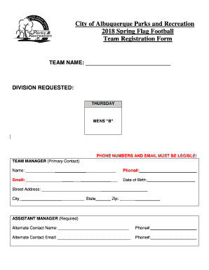 football team registration form