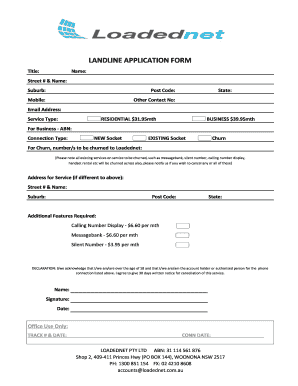 landline application form - Loadednet
