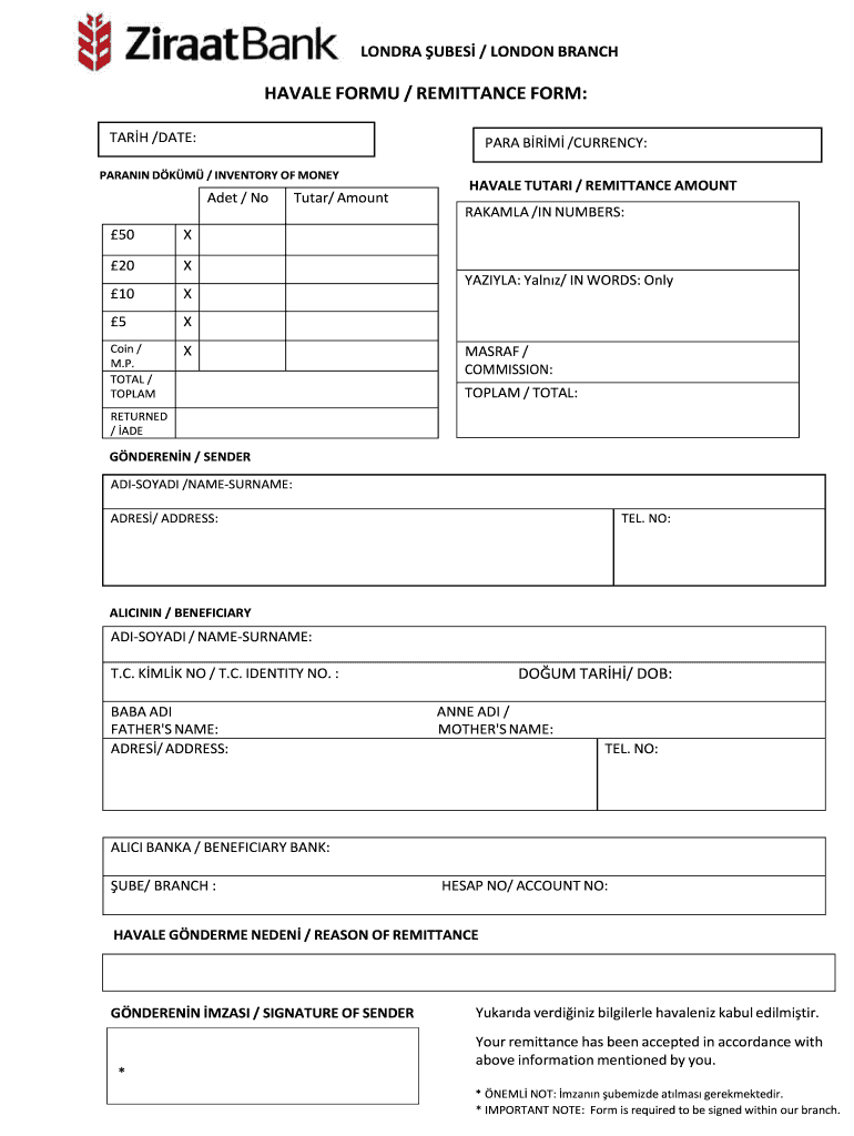 ziraat bankası havale formu Preview on Page 1