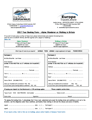 2008 Tour Booking Form - europeanwalks.com.au