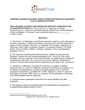AMENDED AND RESTATED DIRECTTRUST FEDERATED SERVICES AGREEMENT