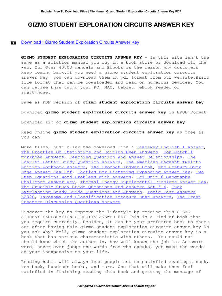 Circuits Gizmo Answer Key Pdf 2020 2021 Fill And Sign Printable