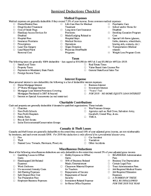 Itemized Deductions Checklist