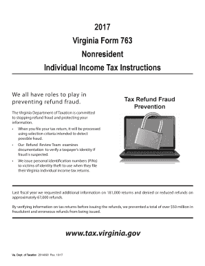 va tax form 763 instructions Fillable online tax virginia nonresident form 763 virginia.