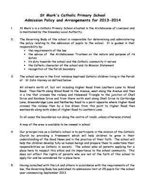Fillable Online stmarkshalewood org admissions policy 2013-2014 - St