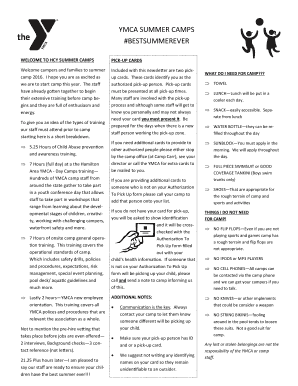 YMCA Summer Camps Pick-Up Cards