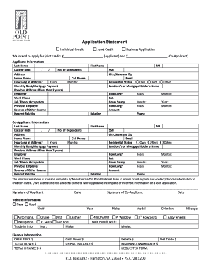 Application Statement - Old Point National Bank