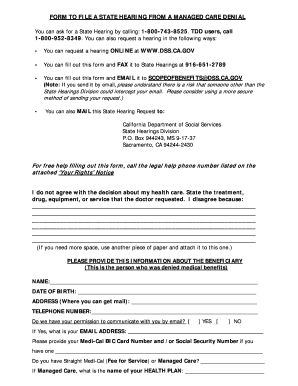 Form to File a State Hearing