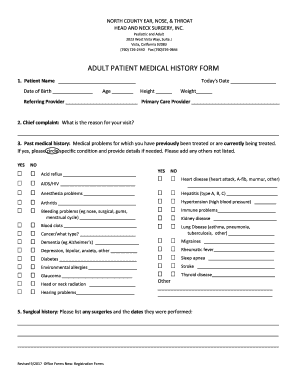 adult patient medical history form - Ear, Nose, and Throat Doctors in ...