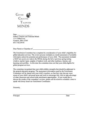 Gifted Denial letter