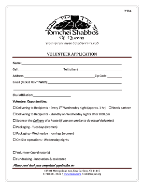 VOLUNTEER APPLICATION - tsqinc.org