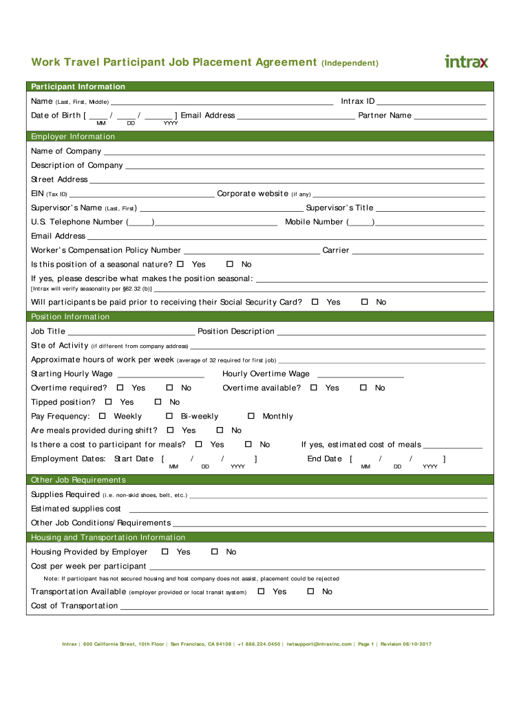 Job Placement Agreement Form Fill Online, Printable, Fillable, Blank