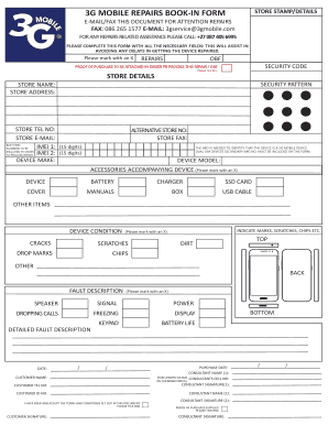 Repairs &amp;OBF-Booking-form 2017 - 3G Mobile