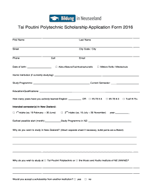 Tai Poutini Polytechnic Scholarship Application
