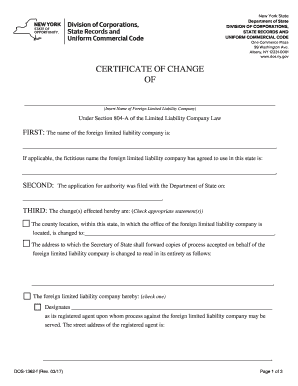 CERTIFICATE OF AMENDMENT OF X - New York State Department ...