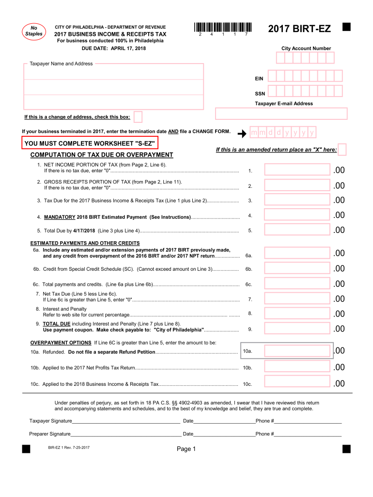 2017 philadelphia ez form Preview on Page 1