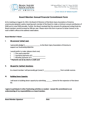 Board Member Annual Financial Commitment Form