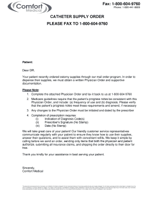 Catheter Supply Order Form