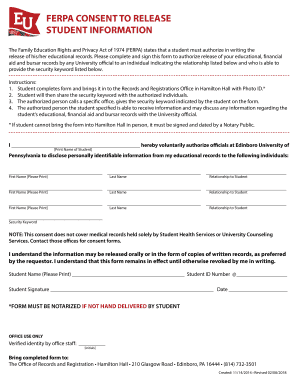 FERPA Consent to Release Student Information