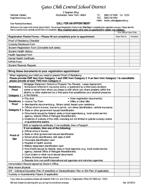 GATES CHILI CENTRAL SCHOOL DISTRICT REGISTRATION FORM