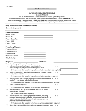 Maryland Medicaid Oxycontin Prior Authorization Form