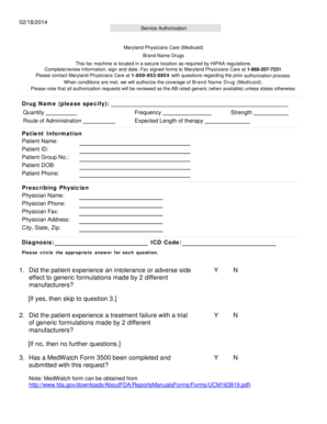 Maryland Physicians Care Service Authorization Form